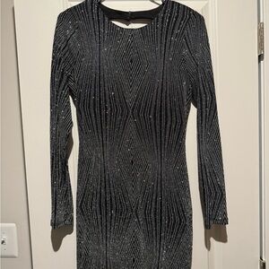 Open Back Silver and Black Dress